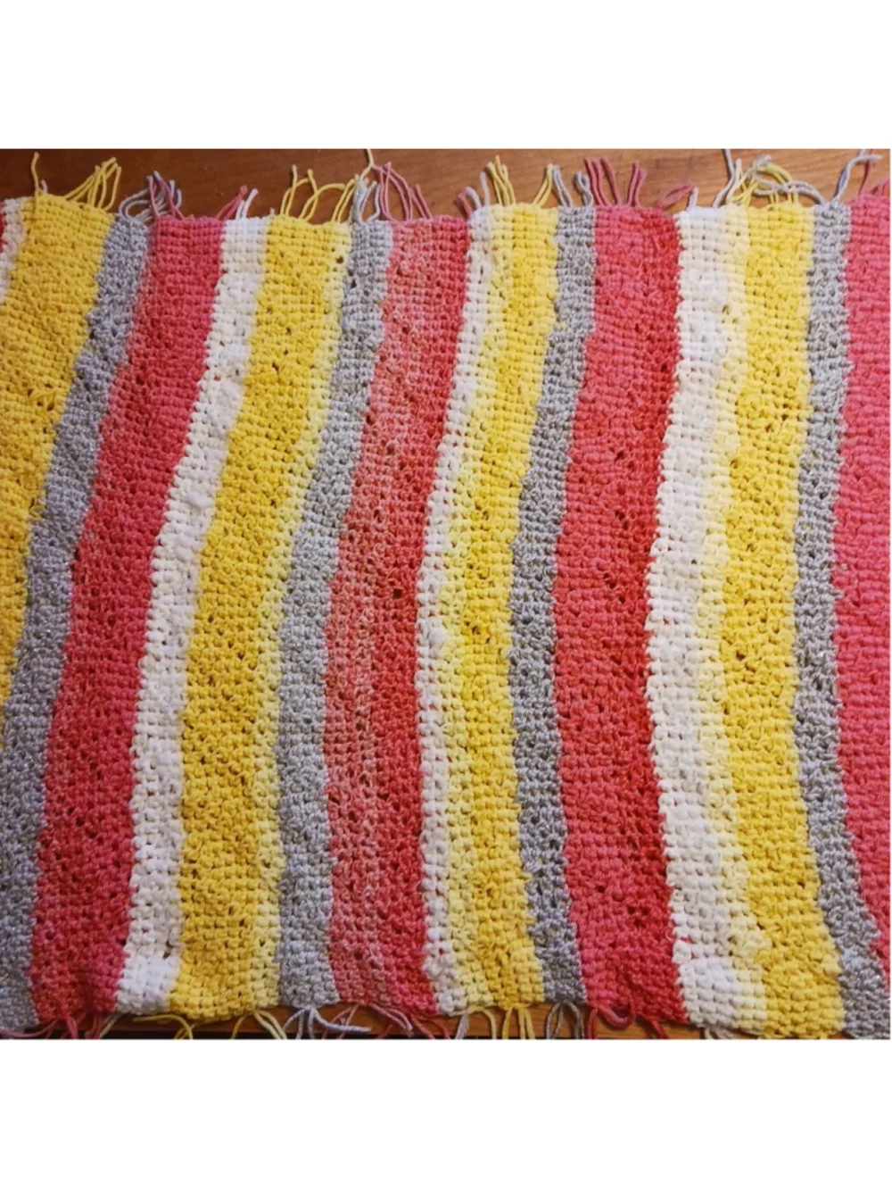 Vintage Granny Silver Pink Yellow Afghan Throw 4'X3'